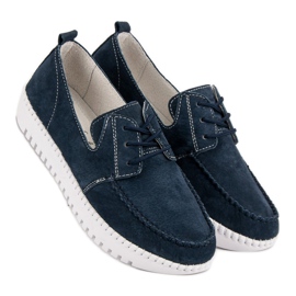 Filippo Mocasines de piel con cordones azul azul marino 3