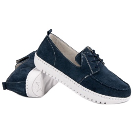Filippo Mocasines de piel con cordones azul azul marino 4
