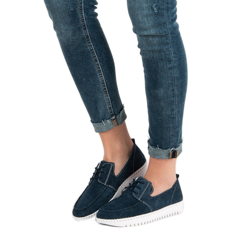 Filippo Mocasines de piel con cordones azul azul marino 2