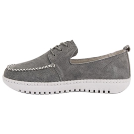 Filippo Mocasines de piel con cordones gris 1