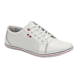 Filippo Zapatos de piel calada blanco 3