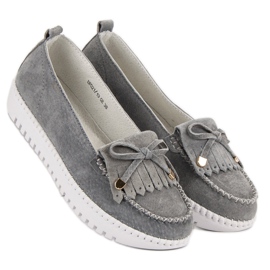 Filippo Mocasines de cuero de moda gris 6
