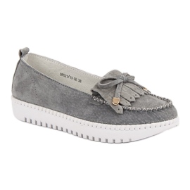Filippo Mocasines de cuero de moda gris 3