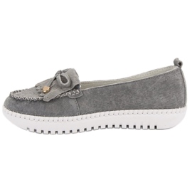 Filippo Mocasines de cuero de moda gris 4
