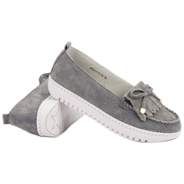 Filippo Mocasines de cuero de moda gris 5