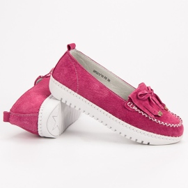 Filippo Mocasines de cuero de moda rosado 6