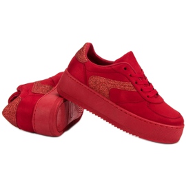 Zapatos deportivos de gamuza rojo 1