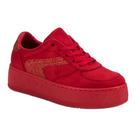Zapatos deportivos de gamuza rojo 5