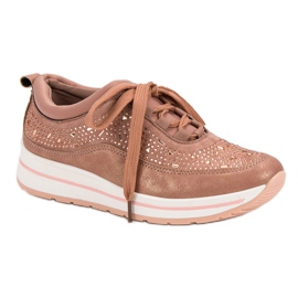 Calzado deportivo con cristales rosado 1