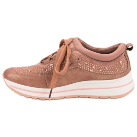 Calzado deportivo con cristales rosado 2
