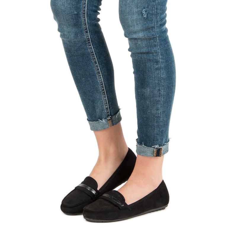 Mocasines casuales de ante negro 1