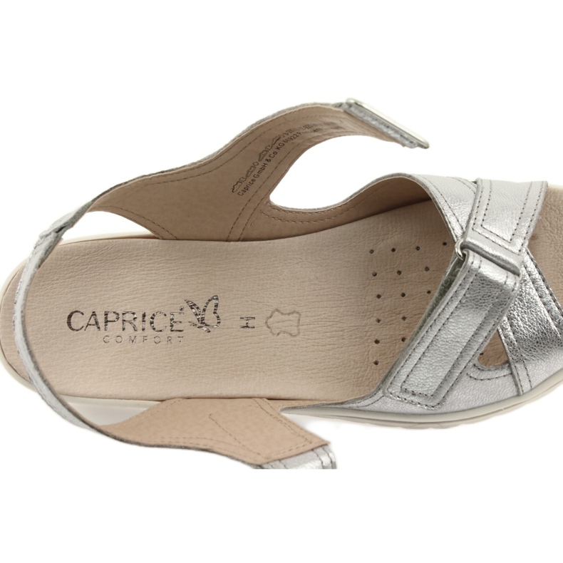 Sandalias caprice zapatos mujer piel plata gris 7
