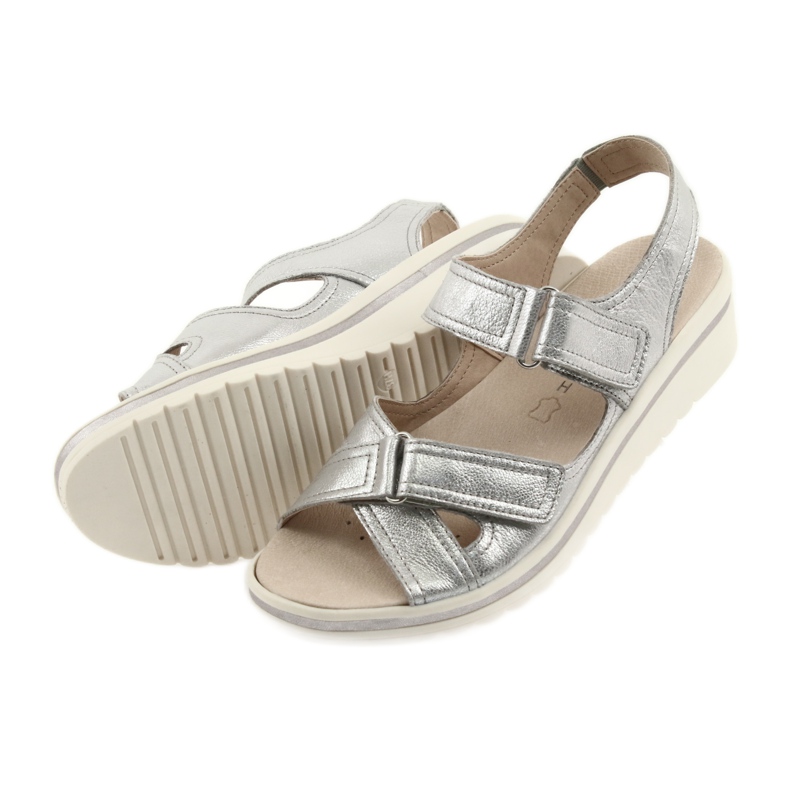 Sandalias caprice zapatos mujer piel plata gris 6