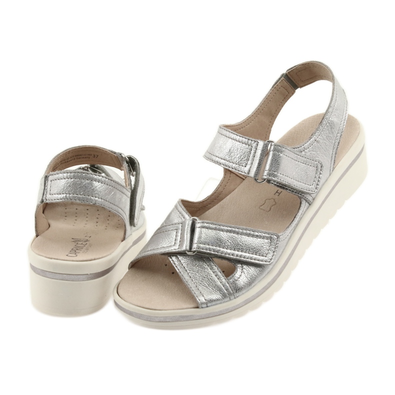 Sandalias caprice zapatos mujer piel plata gris 5