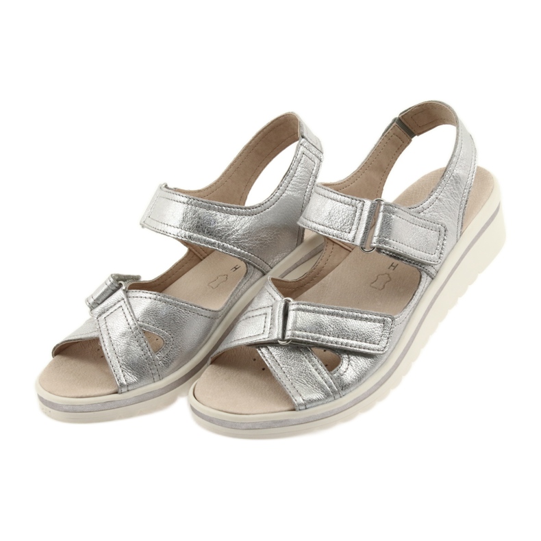 Sandalias caprice zapatos mujer piel plata gris 4