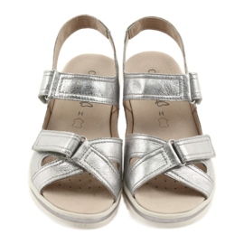 Sandalias caprice zapatos mujer piel plata gris 3