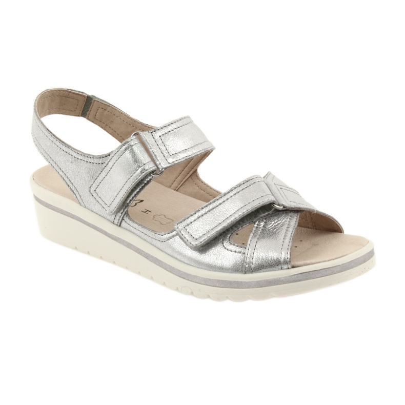 Sandalias caprice zapatos mujer piel plata gris 1