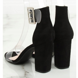 Sandalias con rayas transparentes negro B4-0218H Negro 1