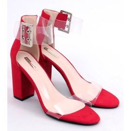 Sandalias con rayas transparentes rojo B4-0218H Rojo 2 Sandalias con rayas transparentes rojo B4-0218H Rojo 2