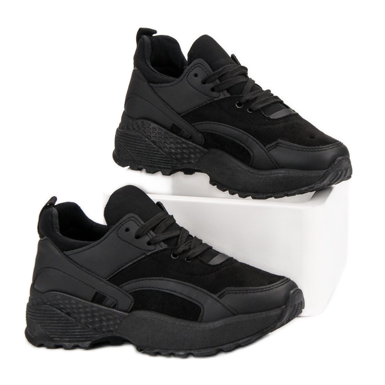 Small Swan Zapatillas negras en la plataforma negro 2