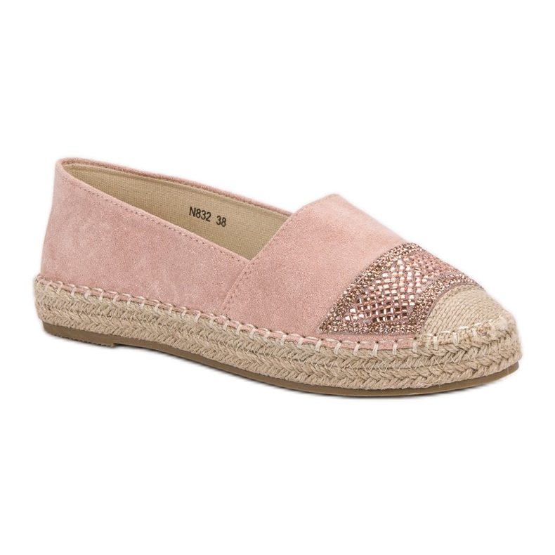 Small Swan Alpargatas de Ante con Cristales rosa 1