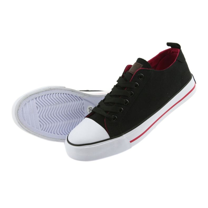 Zapatillas American Club negras con lazo negro rojo 5 Zapatillas American Club negras con lazo negro rojo 5