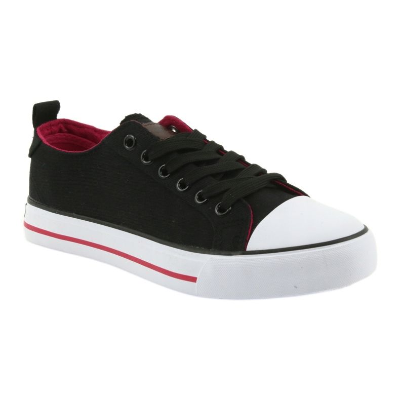 Zapatillas American Club negras con lazo negro rojo 1 Zapatillas American Club negras con lazo negro rojo 1