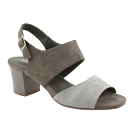 M.Daszyński Tacones para mujeres 122-4 Sandalias de color beige oscuro 1