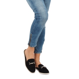 Black F9375 Pantuflas mocasines negros 1