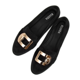 Mocasines de terciopelo negro F1048 Negro 2