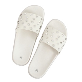 Blanco CK67P Zapatillas blancas con piedras 3