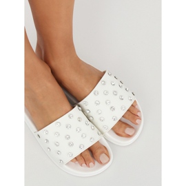 Blanco CK67P Zapatillas blancas con piedras 4