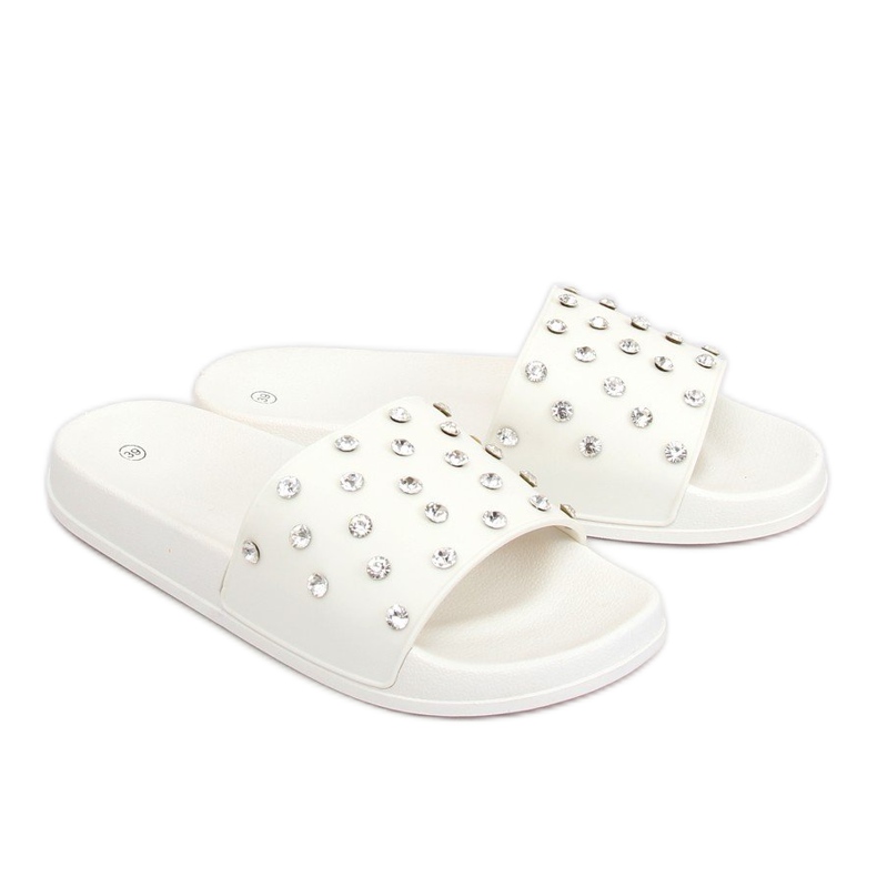 Blanco CK67P Zapatillas blancas con piedras 2 Blanco CK67P Zapatillas blancas con piedras 2
