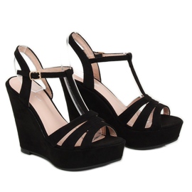 Sandalias negras con cuña A208 Negro 3