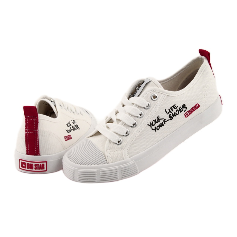 Zapatillas blancas Big Star 274825 atadas blanco rojo 4 Zapatillas blancas Big Star 274825 atadas blanco rojo 4