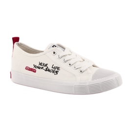 Zapatillas blancas Big Star 274825 atadas blanco rojo 1 Zapatillas blancas Big Star 274825 atadas blanco rojo 1