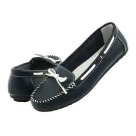 Mocasines mujer en piel Filippo 141 azul marino blanco 4