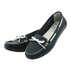 Mocasines mujer en piel Filippo 141 azul marino blanco 3
