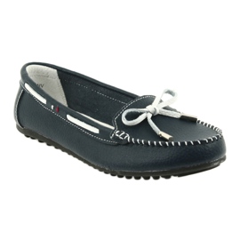 Mocasines mujer en piel Filippo 141 azul marino blanco 1