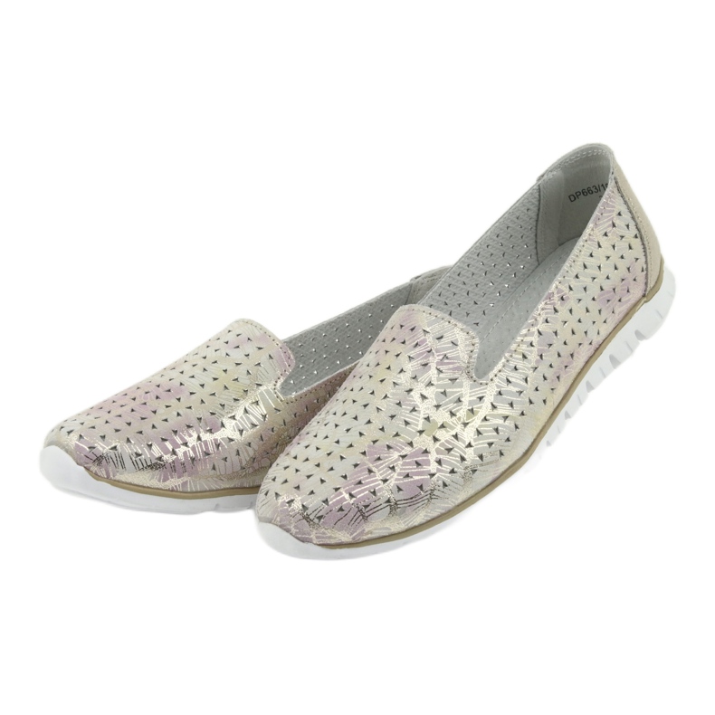 Señores deportivos de cuero para mujer Filippo 663 blanco rosa 3