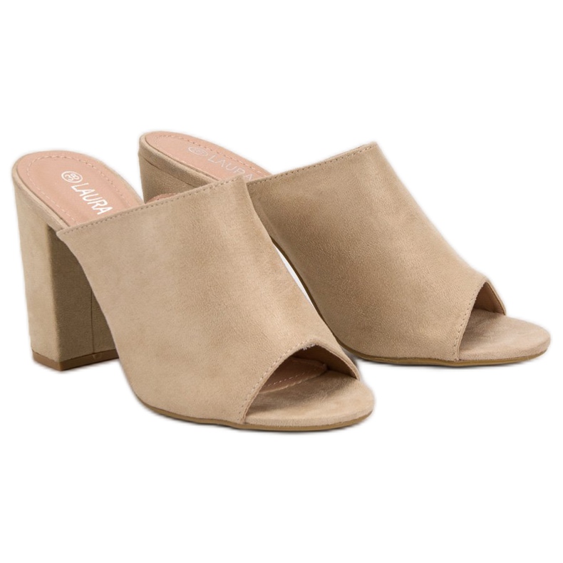 Laura Mode Zapatillas de gamuza en una barra marrón 2