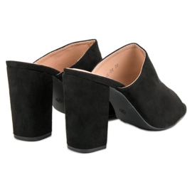 Laura Mode Zapatillas de gamuza en una barra negro 5