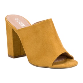 Laura Mode Zapatillas de gamuza en una barra amarillo 3