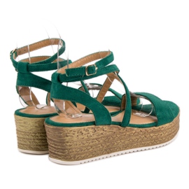 Ch. Creation Sandalias de cuña verdes 4
