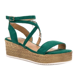 Ch. Creation Sandalias de cuña verdes 5
