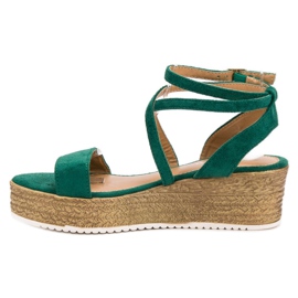 Ch. Creation Sandalias de cuña verdes 6