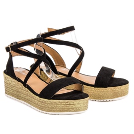 Ch. Creation Sandalias de cuña negras negro 6