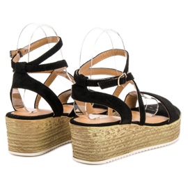 Ch. Creation Sandalias de cuña negras negro 5