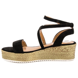 Ch. Creation Sandalias de cuña negras negro 4