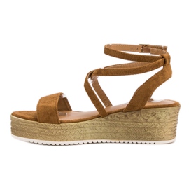 Ch. Creation Sandalias de cuña camel marrón 4